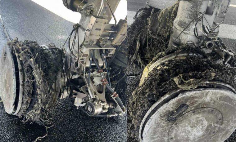 迪拜航空一架波音737客機降落時爆胎 迪拜航空一架波音737客機降落時爆胎