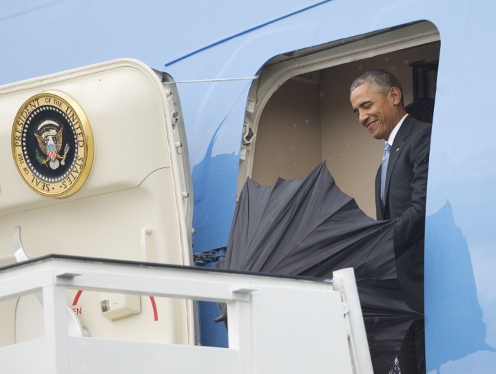 美國總統(tǒng)奧巴馬乘坐”空軍一號“專機(jī)抵達(dá)古巴首都哈瓦那 