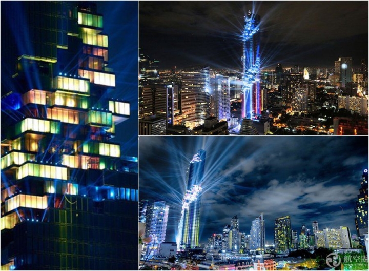 泰國第一高樓 MahaNakhon 8月29日以燈光秀對(duì)外宣布完工